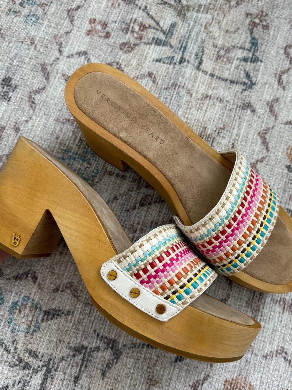 Veronica Beard Woven Heeled Clog Sandals